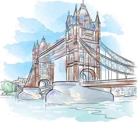 Illustration for Sketch of london tower bridge - Royalty Free Image