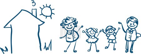 Ilustración de Dibujo de niños felices - Imagen libre de derechos