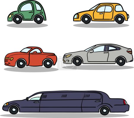 Téléchargez les illustrations : Collection de voitures. illustration vectorielle - en licence libre de droit