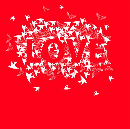 Illustration for Inscription Love with birds - Royalty Free Image