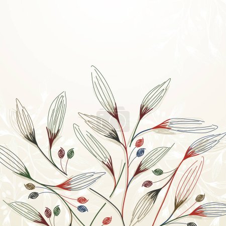Téléchargez les illustrations : Fond floral vectoriel. aquarelle fleurs, branches. - en licence libre de droit