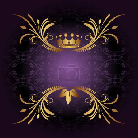 Illustration for Golden crown on dark purple background - Royalty Free Image