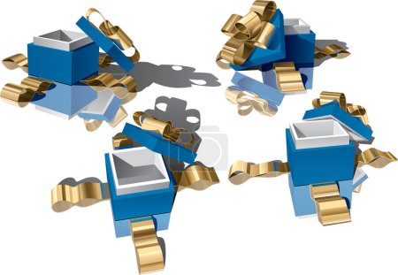 Illustration for 3 d rendering of a gold puzzle and blue world map - Royalty Free Image