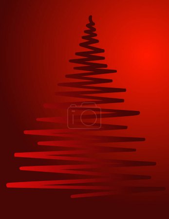 Illustration for Christmas tree red background - Royalty Free Image