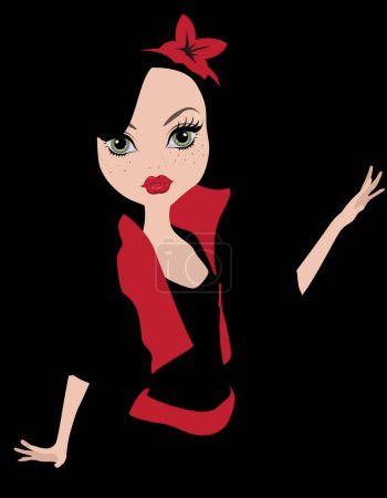 Illustration for Girl in red dress. vector illustration - Royalty Free Image