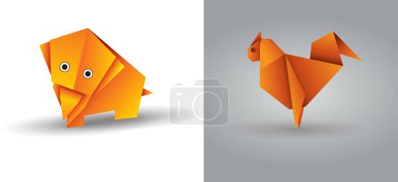 Téléchargez les illustrations : Origami orange, illustration vectorielle design simple - en licence libre de droit