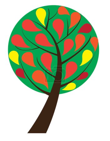 Ilustración de Árbol aislado con hojas de otoño coloridas - Imagen libre de derechos