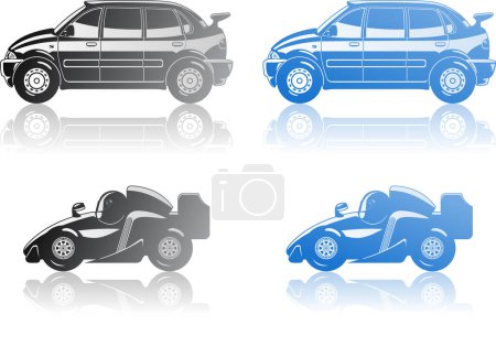 Téléchargez les illustrations : Jeu de voitures, illustration vectorielle - en licence libre de droit