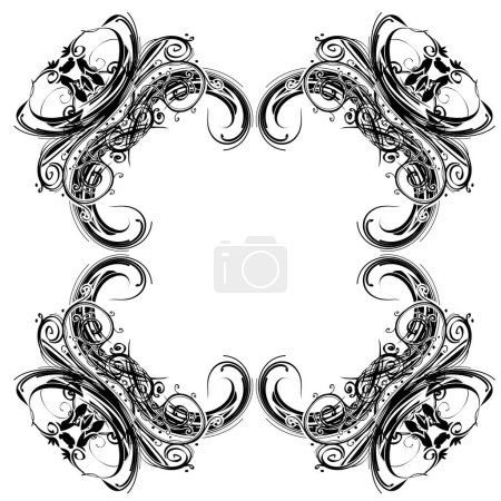 Illustration for Black and white vector floral ornament. - Royalty Free Image