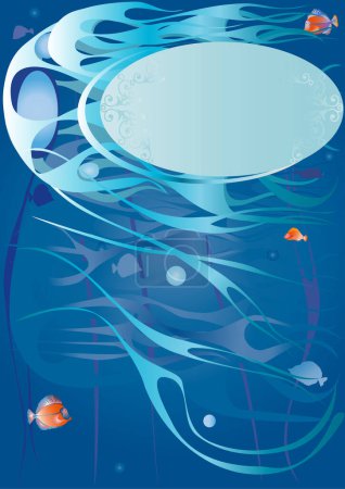 Illustration for Sea underwater background with waves, vector illustration - Royalty Free Image