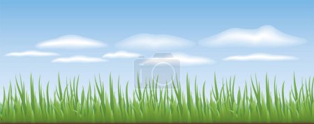 Téléchargez les illustrations : Paysage vert avec un ciel bleu, illustration vectorielle - en licence libre de droit