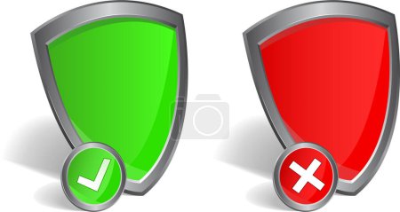 Illustration for Vector set of red and black buttons with check mark - Royalty Free Image