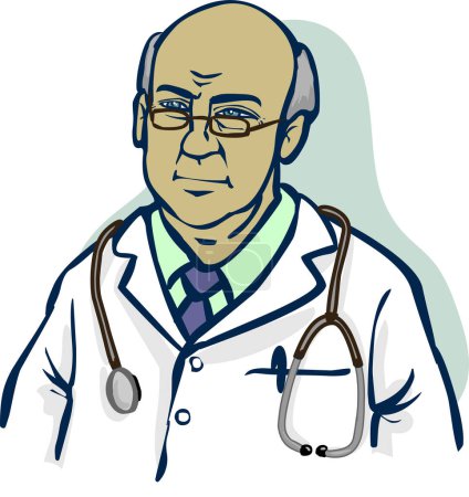 Téléchargez les illustrations : Illustration d'un médecin avec stéthoscope - en licence libre de droit