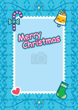 Illustration for Christmas greeting with cute cartoon characters - Royalty Free Image