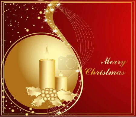 Téléchargez les illustrations : Joyeux Noël et bonne année carte de voeux. Illustration vectorielle - en licence libre de droit