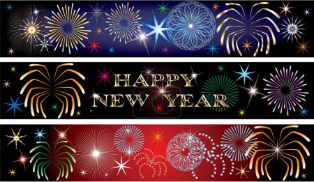 Illustration for New year firework banners, vector illustration simple design - Royalty Free Image