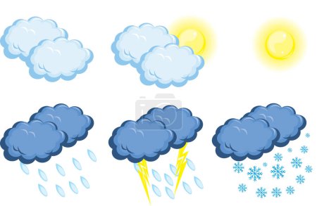 Illustration for Vector illustration of weather and nature logos. collection of weather and clouds stock vector illustration. - Royalty Free Image