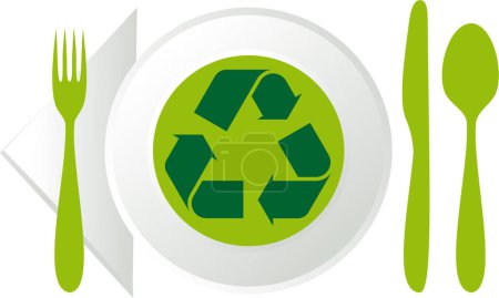 Téléchargez les illustrations : Symbole de recyclage vert sur fond blanc, vecteur - en licence libre de droit