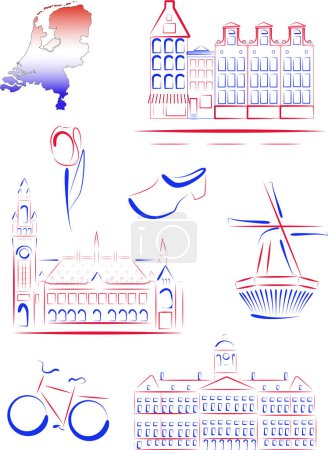 Téléchargez les illustrations : Jeu d'icônes des Pays-Bas, illustration vectorielle - en licence libre de droit