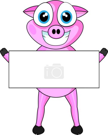 Ilustración de Cartoon pig holding blank sheet. vector illustration - Imagen libre de derechos