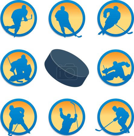 Illustration for Set of hockey player icons. vector illustration - Royalty Free Image