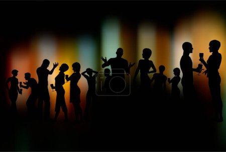 Illustration for Silhouettes of people hanging out with drinks. vector illustration - Royalty Free Image