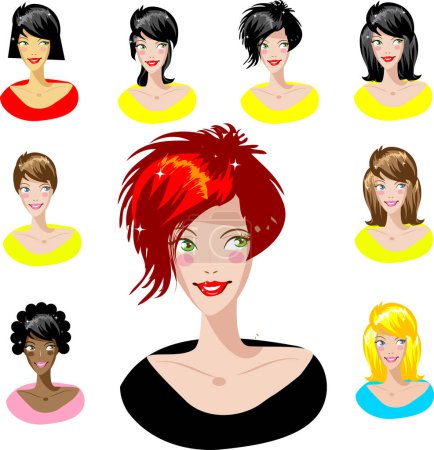 Ilustración de Ilustración vectorial de una mujer con un pelo corto. - Imagen libre de derechos