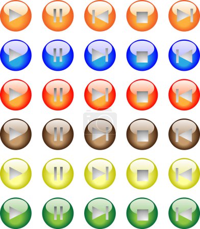 Ilustración de Conjunto de botones de vidrio de color, ilustración vectorial - Imagen libre de derechos