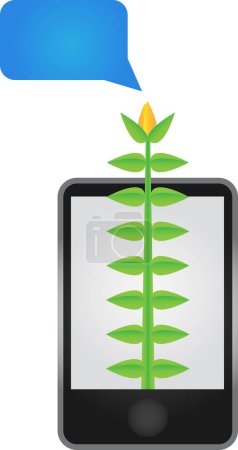 Illustration for Mobile phone with green flower - Royalty Free Image