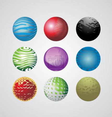 Illustration for Balls icons, set of color vector illustration - Royalty Free Image