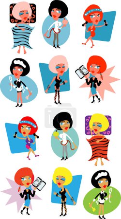 Ilustración de Conjunto de chicas lindas y diferentes profesiones - Imagen libre de derechos