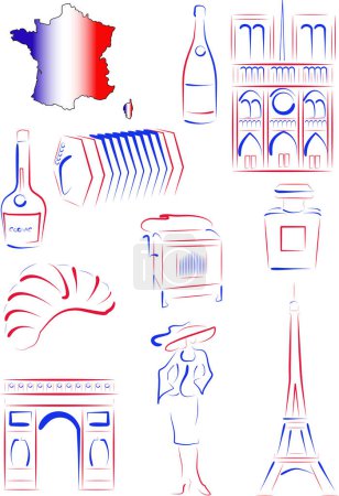 Ilustración de Vector conjunto de símbolos de francia - Imagen libre de derechos
