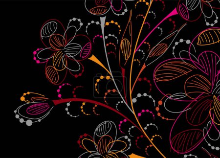 Illustration for Seamless pattern with flowers and butterflies - Royalty Free Image