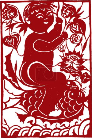 Ilustración de Tarjeta de año nuevo chino con dragón rojo - Imagen libre de derechos