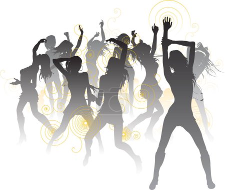 Téléchargez les illustrations : Silhouettes dansantes de femmes - en licence libre de droit