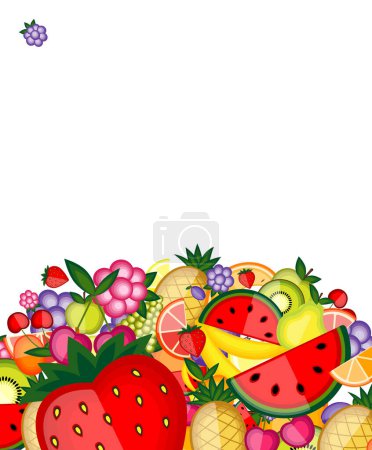 Illustration for Fresh fruits background with place for your text, vector illustration - Royalty Free Image