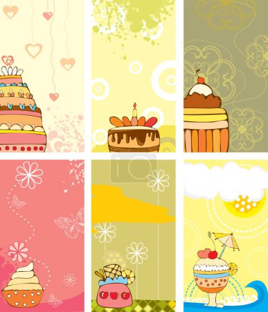 Illustration for Set with colorful birthday cards - Royalty Free Image