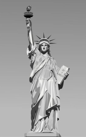 Téléchargez les illustrations : Statue de la liberté sur fond gris, illustration vectorielle - en licence libre de droit
