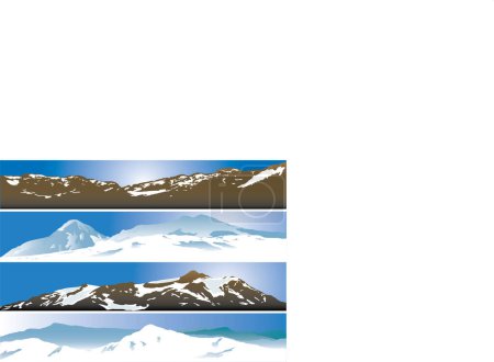 Ilustración de Paisaje de montaña con nieve, ilustración vectorial - Imagen libre de derechos