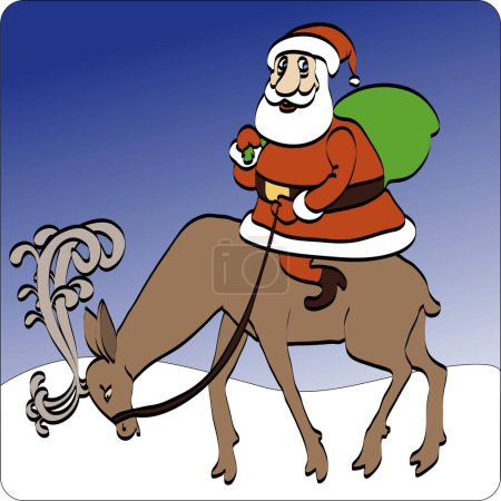 Ilustración de Santa claus riding a deer, vector illustration - Imagen libre de derechos