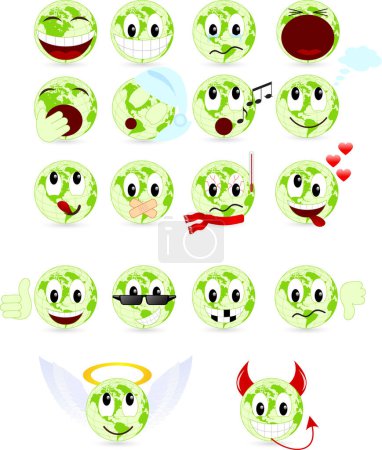 Ilustración de Cartoon characters, different emotions, vector illustration - Imagen libre de derechos