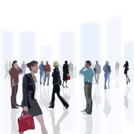 Illustration for Group of business people walking in the city - Royalty Free Image