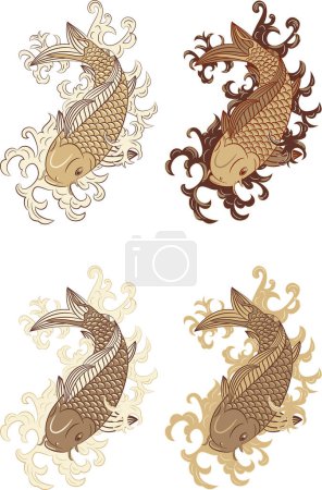 Illustration for Vector illustration of koi fish - Royalty Free Image