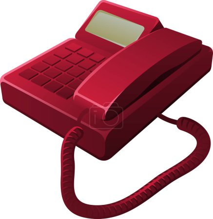 Illustration for Telephone with red color. 3 d illustration - Royalty Free Image