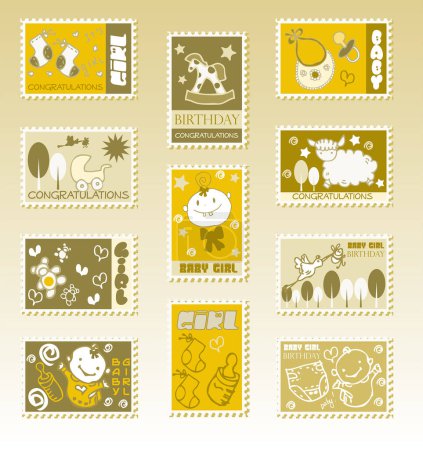 Illustration for Set of postage stamps. vector illustration. - Royalty Free Image