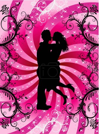 Ilustración de San Valentín Corazón fondo pareja - Imagen libre de derechos