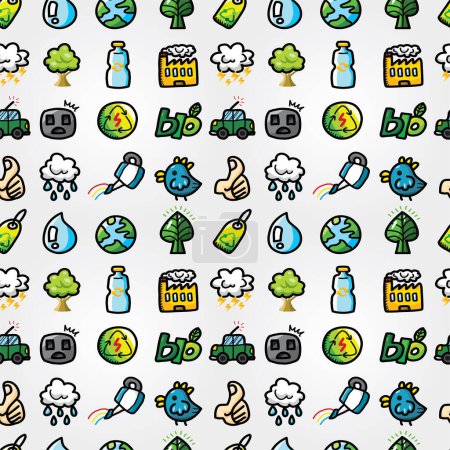 Illustration for Seamless pattern of environmental icons for your design - Royalty Free Image