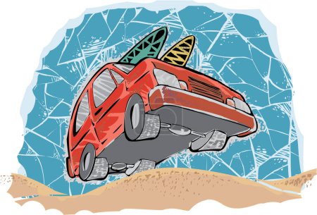 Illustration for Vector illustration of a cartoon car - Royalty Free Image