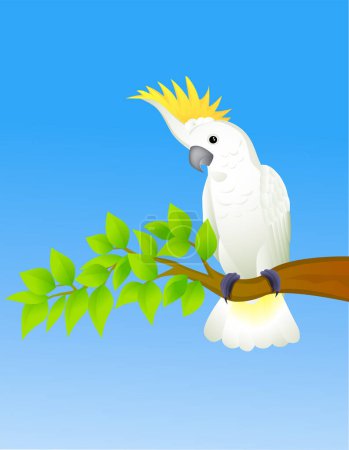 Illustration for Parrot on branch with leaves. - Royalty Free Image