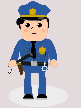 Téléchargez les illustrations : Cartoon policeman vector illustration isolated. - en licence libre de droit